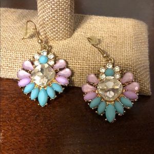 Jeweled Purple and Turquoise Boutique Earrings